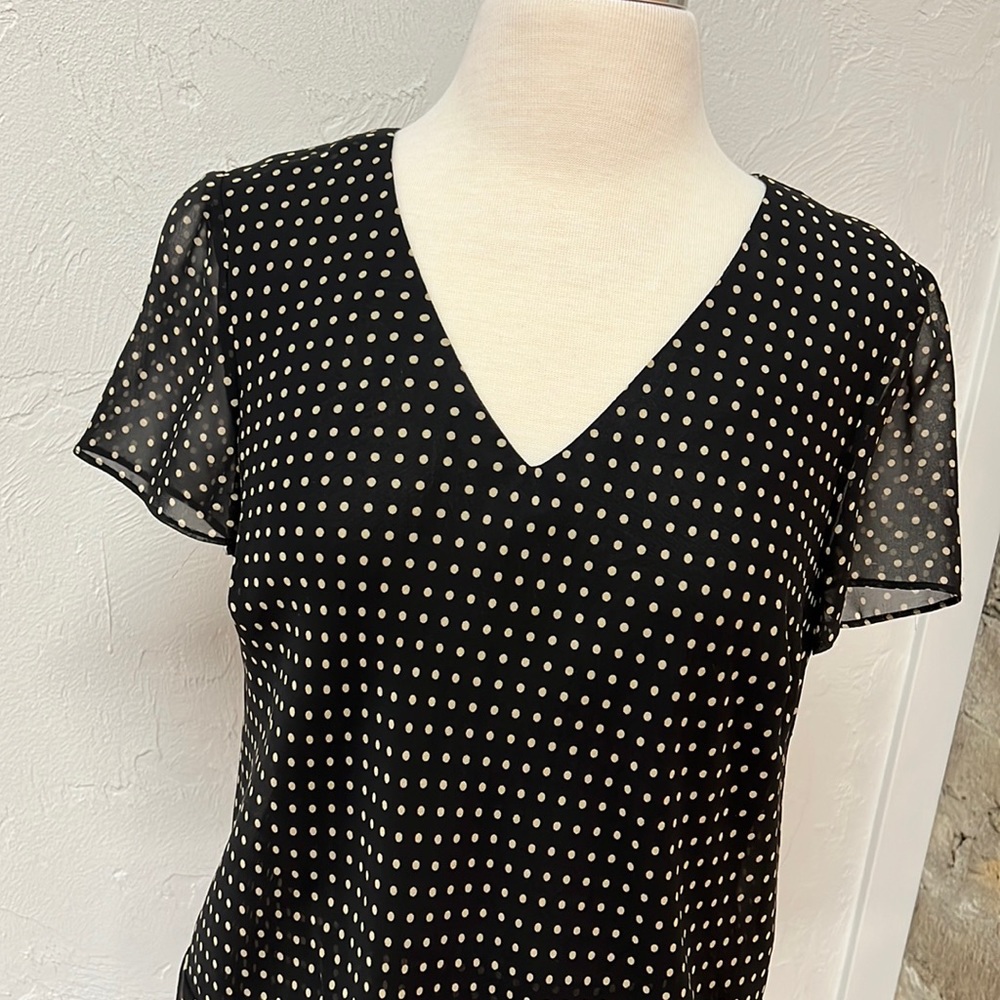 Donna Ricco New York Black Dress with Tan Polka Dots Size 8